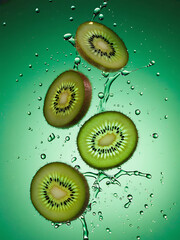 kiwi with water drops