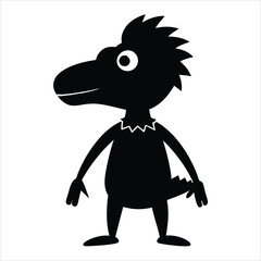 Black silhouette of a cartoon bird character