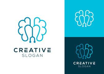 Teeth and stethoscope with brain logo design for dentist and clinic