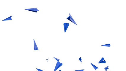 Scattered Paper Airplanes isolated on white background