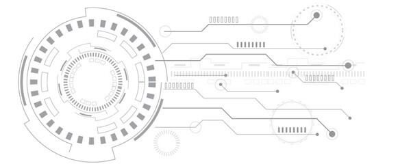 Obraz premium Abstract white gray digital technology futuristic circuit board background design. HUD elements technology background.