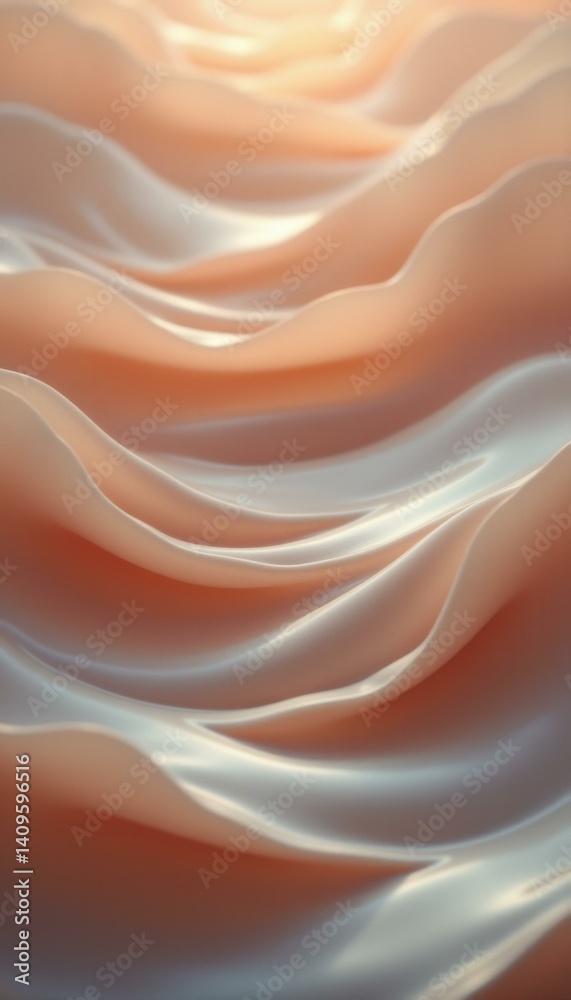 Leinwandbilder abstract waves of light peach color with smooth and glossy surfaces, creating a dreamy and serene ba