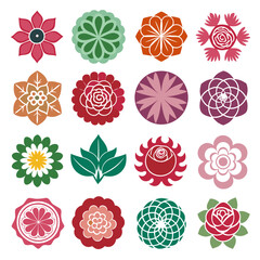 Floral Mandala Vector Set - Colorful, Artistic, Decorative Elements