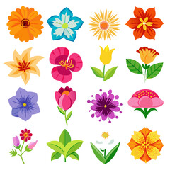 Colorful Vector Flower Collection with Various Floral Designs