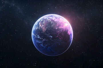 Obraz premium Earth, a vibrant celestial orb, bathed in cosmic light.