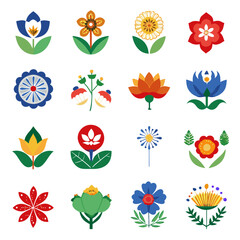 Obraz premium Abstract Flower Set - Modern Floral Icons Collection