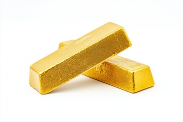 Two gold bars isolated on a white background