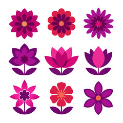 Bright floral arrangement with modern retro flower designs