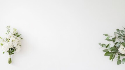 Elegant white floral arrangements on a plain white background