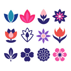 Vibrant collection of abstract floral vector design elements