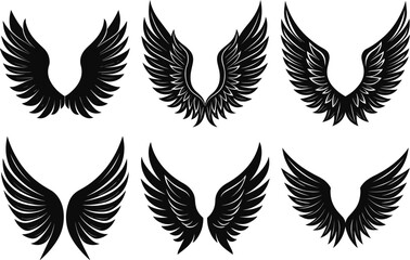 Set of wings silhouette vector illustration