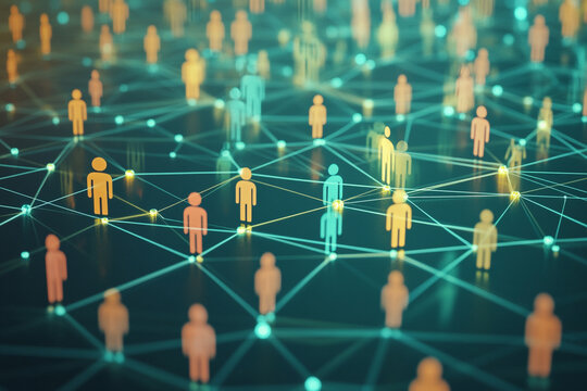 Global network connection glowing people linked together