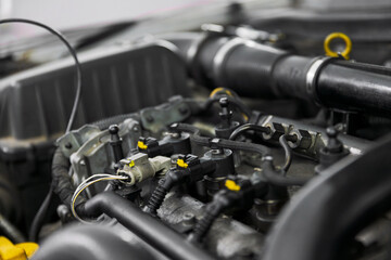 Old engine close up at the shop