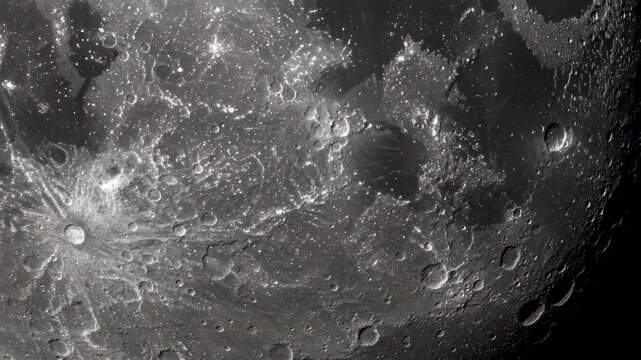 Close Up Grayscale Moon Surface Craters Rugged Terrain 4k