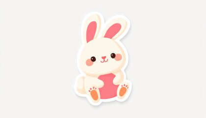 Fototapeta premium Cute cartoon bunny character with pink accents, designed for playful appeal.