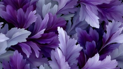 Seamless Purple Violet Lilac Leaf Petal Foliage Floral Botanical Dark Pattern Design