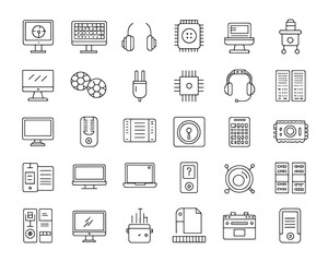 Tech Hardware Outline Vector Collection