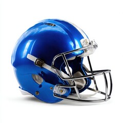 Fototapeta premium Isolated blue football helmet with a white stripe isoleted on white background