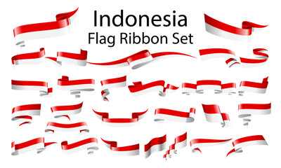 Indonesia ribbon flag set