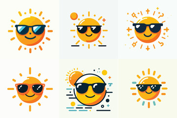 sun vector shining, wearing sunglasses and smiling