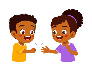 Two Children Playing Rock Paper Scissors Game with Happy Expression Illustration