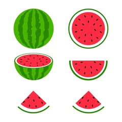 watermelon vector illustration set