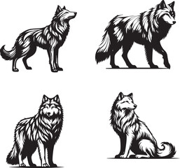 Sliver Wolf Vector Art – Sleek and Agile Wolf with a Shimmering Edge