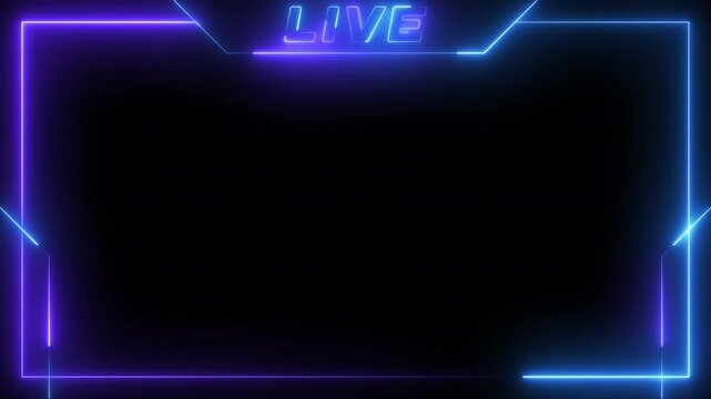 live streaming neon text frame animation box frame neon frame live streaming game live Stream overlay animation for live streaming video Titles 4k