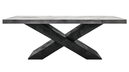 Metal table with modern legs isolated on white background