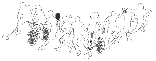 Fototapeta premium A sport active fitness sports healthy lifestyle silhouette people silhouettes set