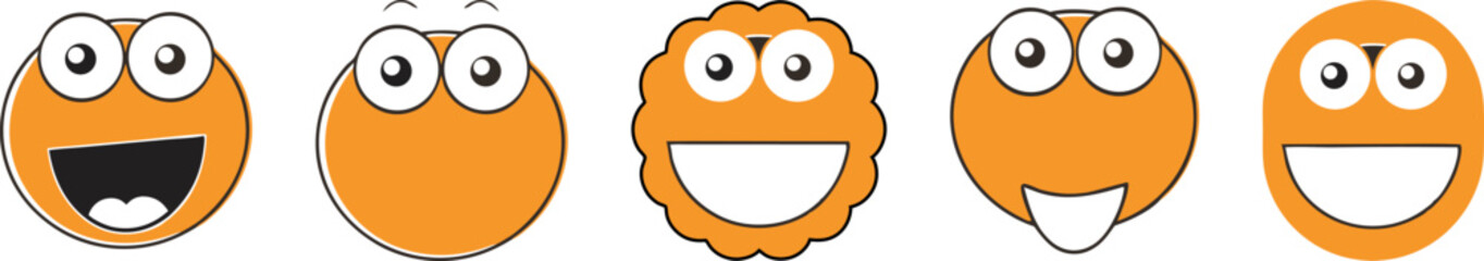 funny cartoon, cartoon faces, comic character smiling face vector art illustration