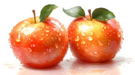 Honey crunch apples isolated on white background, HD and realistic