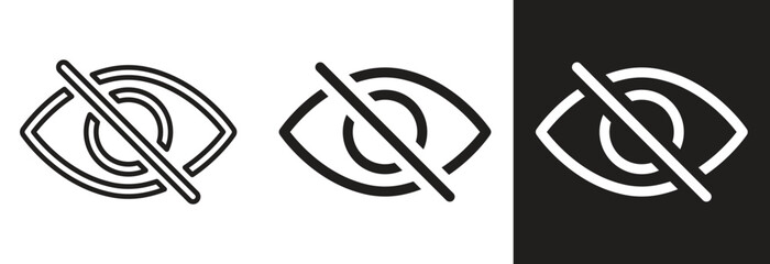 Collection of crossed out eye vector icons. Privacy, hidden, and secret eye display symbols for web and apps. Vector illustration