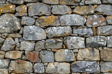 Fototapeta premium Photo of Old grey and brown stone wall. Background texture for backdrops or mapping