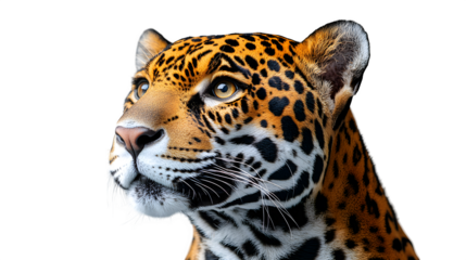 Jaguar animal head close-up isolated on white background
