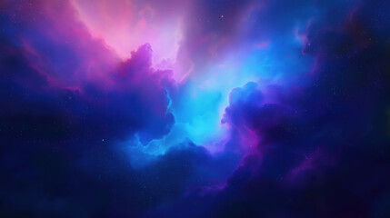 cosmic nebula swirling in deep space, showcasing vibrant blues and purples, evokes wonder