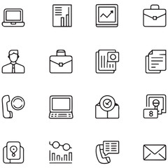 Business and Office thin line icons set. Editable stroke icons. Vector with white background