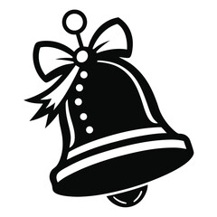 Stylish Isolated Bell Silhouette with Decorative Bow and Accents in a Bold, Flat Design