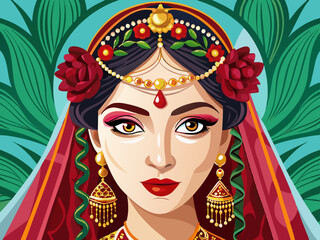 vector of Gulf style bridal makeup