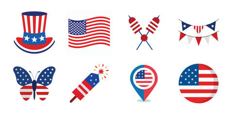 American Independence Day vector set, Collection of 4th July design