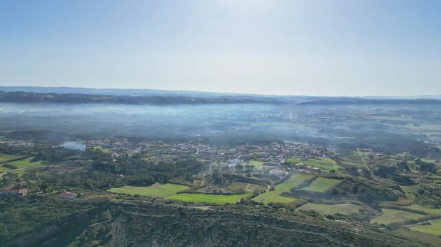 Miradouro do salgado in nazar&eacute;, portugal on a calm, clear day, aerial view