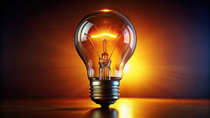 Glowing Light Bulb Dark Background Stock Photo, Bright Idea Illumination Image, Electricity Power Concept