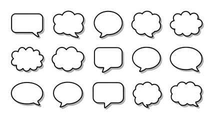 Fototapeta premium Collection of various shapes of speech bubbles for communication design.