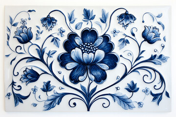 Elegant blue floral tile design beautiful intricate artwork