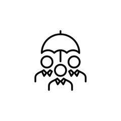 Insurance icon, protection, and teamwork. Ideal for illustrating concepts of safety, security, and collective support