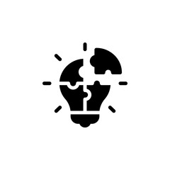 Idea icon. lightbulb formed from puzzle pieces, representing a new idea, innovation, solution, or problem-solving