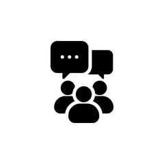 Group discussion icon. Ideal for illustrating communication, teamwork, brainstorming, and online meetings