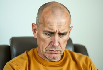 Obraz premium Portrait of a bald man with a worn-out expression