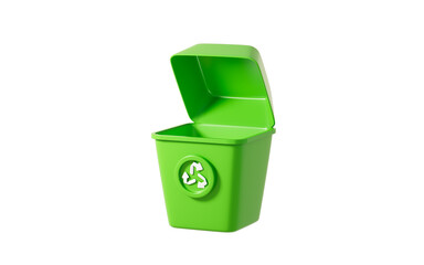 Cartoon trash can with a recyclable logo, garbage sorting, Environmental protection concept, 3d rendering.
