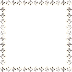 Cotton branch empty frame. Simple plant Thanksgiving template. Frame with empty space for your text